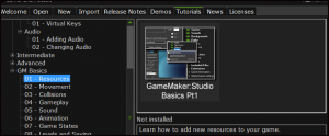 GameMakerStudio_StartupScreen_tutorials_tab_screenshot